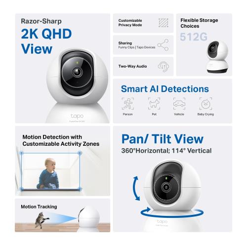TP-LINK TC72 2K 4MP QHD Gece Görüşlü 512GB Micro SD Destekli Wi-Fi Kamera